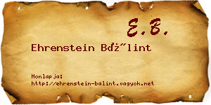 Ehrenstein Bálint névjegykártya